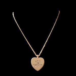Love is Forever Heart Necklace Gold Tone Pendant Wedding Anniversary Bridal Gift